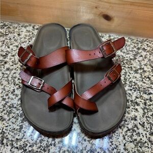 Madden Girl Size 4 Brown Strappy Sandals‎ with Buckles